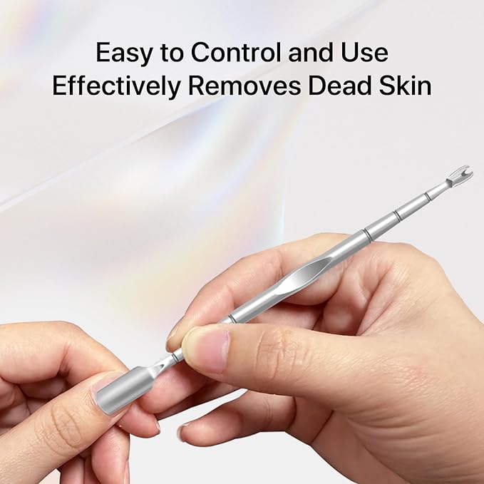 10 Pack Cuticle Pushers with Fork, 2 in 1 Cuticle Nail Pusher Tools with fork, Stainless Steel Cuticle Remover Tool for At-Home & Travel Manicures Pedicures - Silver