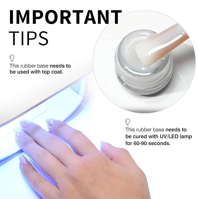 CANNI Rubber Base Gel - 9ml Clear Nail Strengthener Gel, Flexible Base Coat for Weak Nails, UV LED Soak Off Natural Look Manicure DIY Women