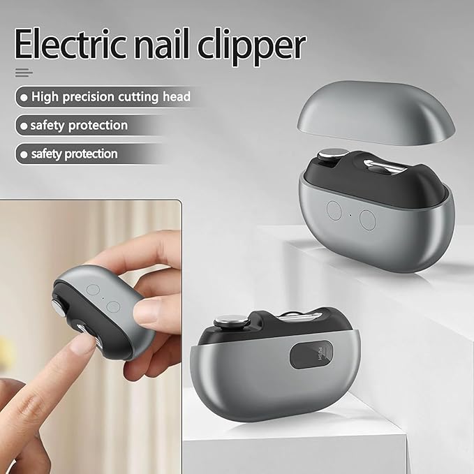 Imwing Easyclip, Imwing Nail Clipper,Electric Nail Grinder & Trimmer 2 - in - 1 with LED Light, Safe Automatic Nail Clipper for Seniors, Adults, Kids, Baby (Dark Gray)