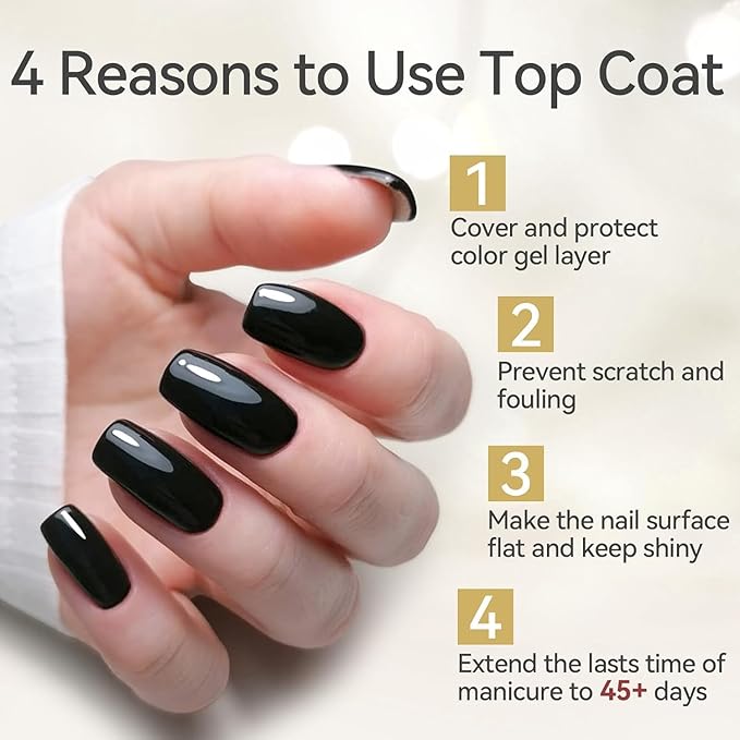 Born Pretty Gel Top Coat,15ml Gloss Top Coat and Nail Glue for Tips Set,No Wipe Super Top Coat Not Chip or Peel and Long Lastingfor Nail Art