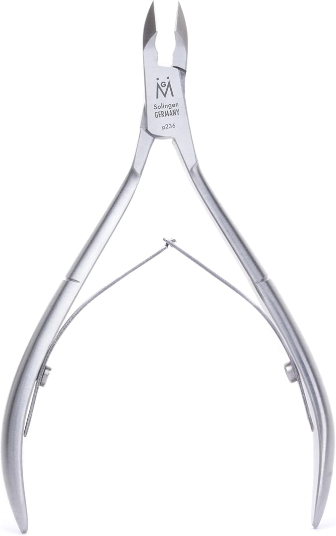 GERMANIKURE Professional Cuticle Nipper in Leather Case, Double Sharpened, Single Spring, Ethically Made in Solingen Germany