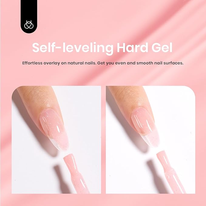 Beetles Builder Gel for Nails-Starlit Nude 7 in 1 Nail Thickening Strengthening Building Apex for Beginner DIY Salon at Home,Shimmer Pink Builder Nail Gel,UV & LED Lamp Cured Needed