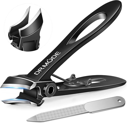 Slanted Toenail Clippers for Thick Toenails for Seniors, Heavy Duty Toe Nail Clippers for Men Thick Ingrown Nails with Wide Jaw Opening, Curved Large Fingernail Clipper Cutter -Black