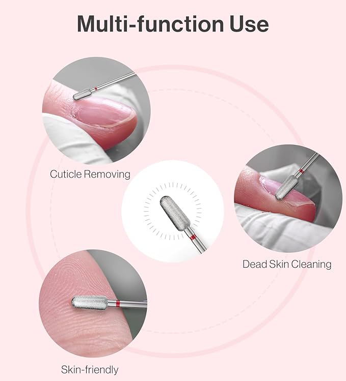 MelodySusie 5mm Round Tapered Cuticle Clean Nail Drill Bit 3/32'', Professional Safety Carbide Diamond Under Nail Cleaner for Cuticle Dead Skin Nail Prepare, Beginners Bits, Series Bit-S, Fine