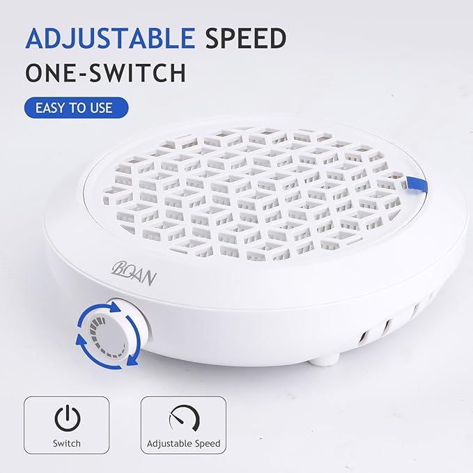 BQAN Nail Dust Collector, 80W Powerful Adjustable Extractor with Brush and 2 Reusable Filters, Nail Vacuum Dust Collector for Acrylic Gel Nail Polishing, Salon & Home