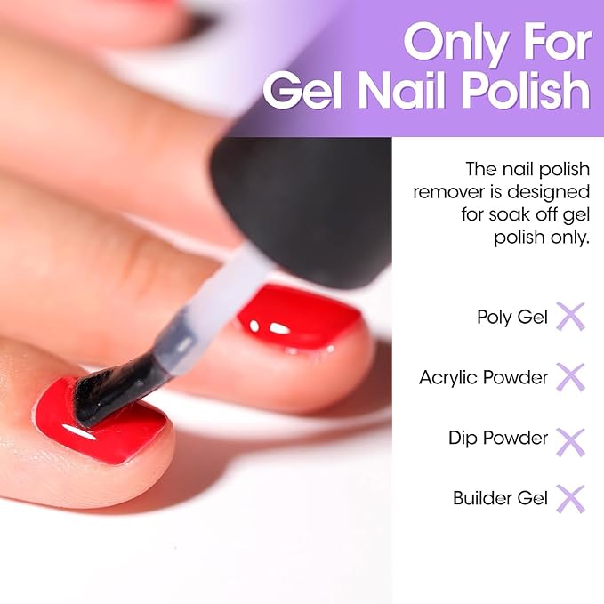 Gellen 2 Pcs Gel Polish Remover Kit with Nail File and Cuticle Pusher - Easily Remove Gel Nail Polish in 2-5 Minutes