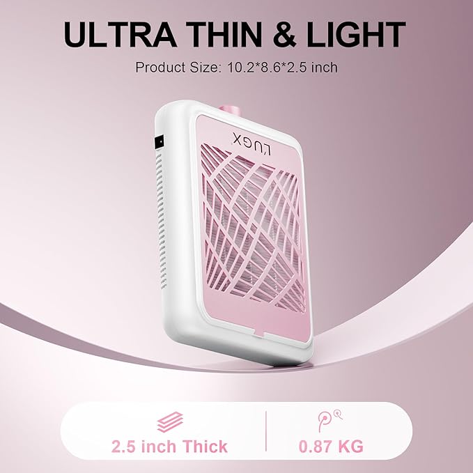 L'UGX Professional Nail Dust Collector with 2 Reusable Filter, 650 PA Dust Collector for Nails Fan Extractor Powerful Suction Vacuum Dust Collector Nail Tech, Perfect for Home Salon Use