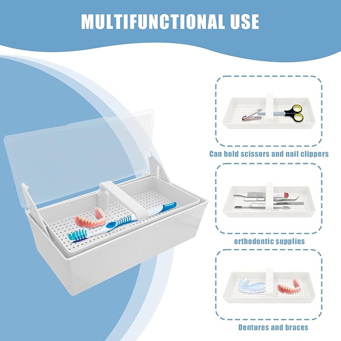 TTKBHHQ-Dental Instrument Sterilization Box, Cold Sterilization Tray Depository for Plastic Instruments for Dentistry, Dental Tools, Tattooing, and Nail Care. (white)