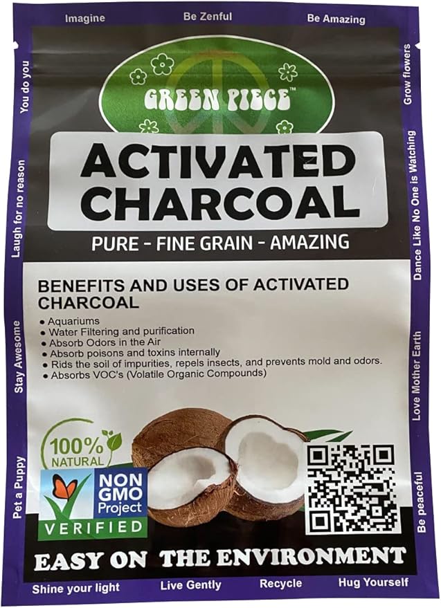 Green Piece® Activated Charcoal Pure - Course Grain Air Purifying Bag - Kid/Pet Friendly Air/Water Fresheners - Odor Absorber - Resealable Bag Made by Green Piece (1 Pound)