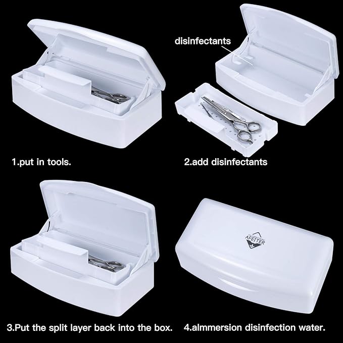 Plastic Sterilizing Tray,Tool sterilization box,Nail Tools Plastic Sterilizing Box Beauty Tool Sterilizing Tray Disin-fection Box,Tweezers,Hair Salon,Spa & Cutter Manicure Equipment-(White)