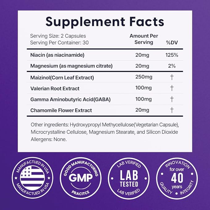 Univera Natural Dreams Melatonin-Free, Gentle Sleep Support, Natural Sleep, Maizinol, Valerian Root, Chamomile Flower, GABA, Magnesium - 60 Capsules