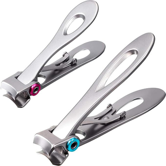 2 Pieces Oversized Thick Nail Clippers for Thick Toenails or Tough Fingernails Oversized Stainless Steel Toenail Fingernail Clipper Cutter Trimmer Stocking Stuffers for Adults for Men Adults, 2 Size