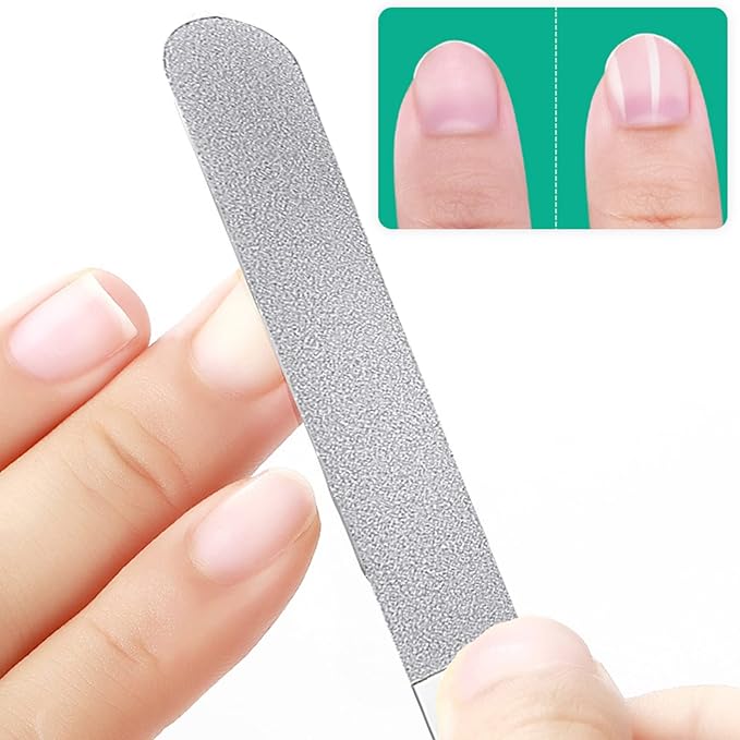 4 PCS Diamond Nail File Double Sided Metal Fingernail Manicure Files for Polish Nail, Removes Nail Ridges