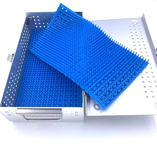Aluminium Alloy Sterilization Tray case Have Two Silicone mats Disinfection Sterilization ultrasonic Basket Tray case ultrasonic Cleaning Washing Sterilization Trays opthalmic ENT