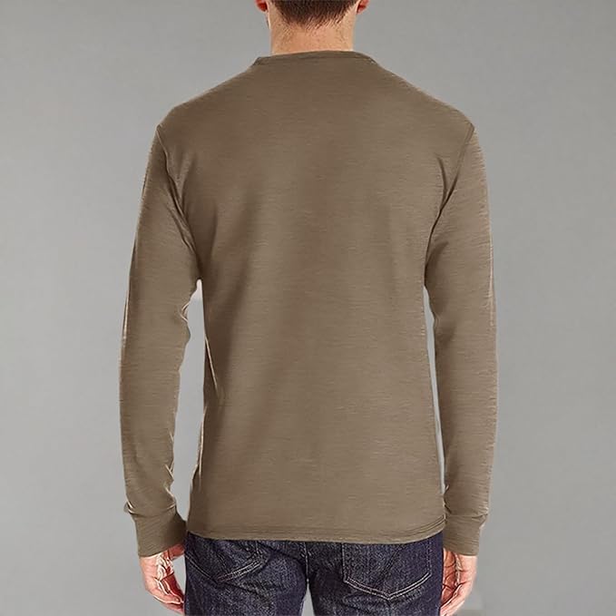 Lexiart Mens Fashion Henley Shirts Long Sleeve Button Cotton T-Shirt with Pocket