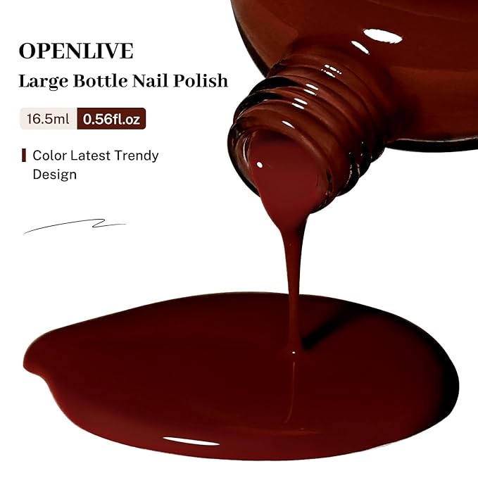 16.5ml Jelly Burgundy Nail Polish Large Volume Quick Dry Nail Polish, Long Lasting Shine, Fingernail Toenail Nail Art DIY Home Travel Nail Art Gift