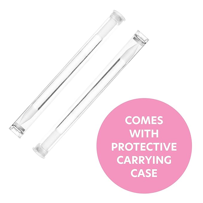 Bona Fide Beauty Glass Cuticle Pusher Set of 2 Manicure Nail Care Tools, 2PC Premium Clear Glass Manicure Sticks