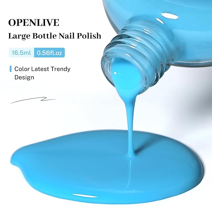 16.5ml Jelly Baby Blue Nail Polish Large Volume Quick Dry Nail Polish, Long Lasting Shine, Fingernail Toenail Nail Art DIY Home Travel Nail Art Gift