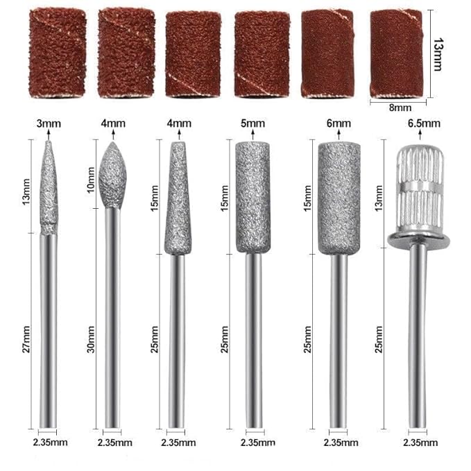 SIGNI 6Pc Nail Drill bits Set,Professional Nail Art Tools Set for Acrylic Art,Manicure & Pedicure Crystal Nail Files, Nail Drill Bits, Sanding Bands Perfect for Nail Salons & Beauty (Standard, 1)