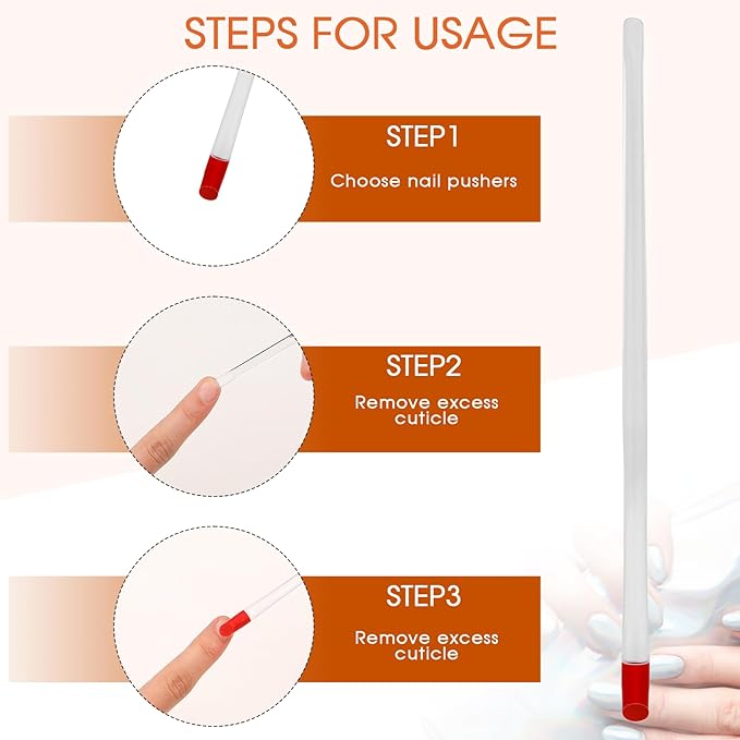 17cm Rubber Cuticle Pusher Cleaner, 4 Pieces Red Hard Rubber End Tipped Nail Art Tool Cuticle Pusher Cleaner And Professional Plastic Handle Cuticle Stick for Hand Care Nail, Nail Cleaner Tool