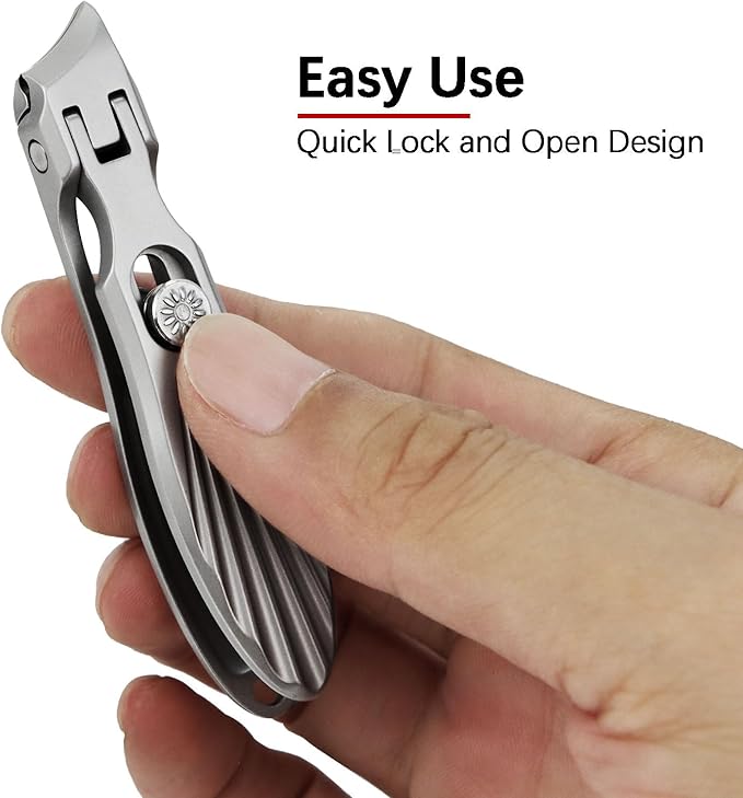 Curved and Slanted Nail Clippers Set for Men, Toe Nail Clippers for Seniors Thick Toenails, Large Wide Jaw Opening Sharp Nail Cutter with Catcher Heavy Duty for Adult Women