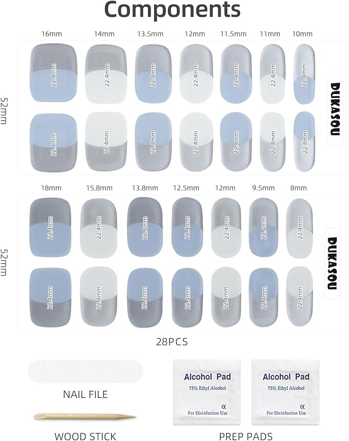 Semi Cured Gel Nail Strips | 28 pcs Gel Nails Strips for Women Work with Any UV Lamp, UV Nail Stickers for Women Home DIY Nails Art (Serene Dawn)