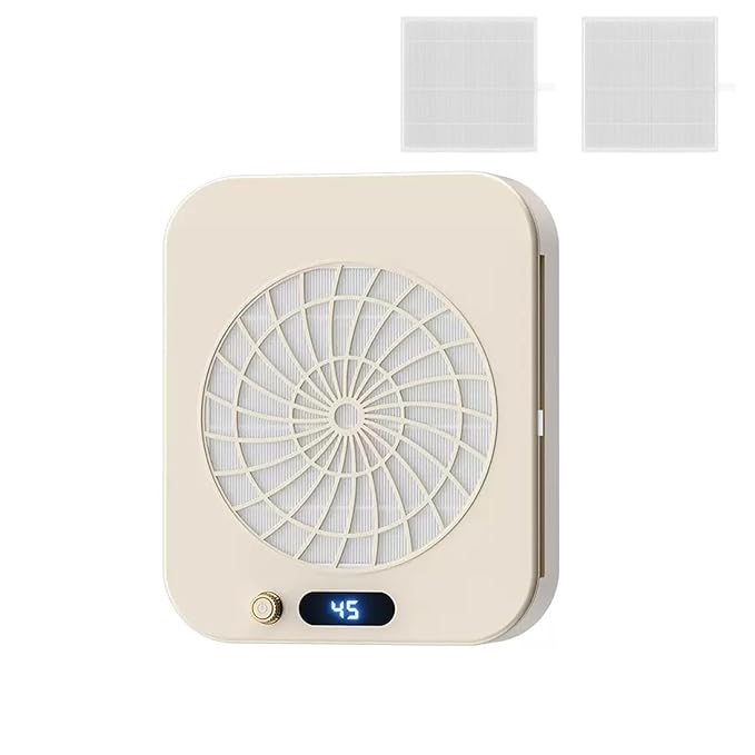 Professional Nail Dust Collector with 2 Reusable Filters, 45-Gear Powerful Nail Fan Dust Extractor with Stepless Speed Variation Tech, Manicure Vacuum Duster for Nails Salon, Low Noise