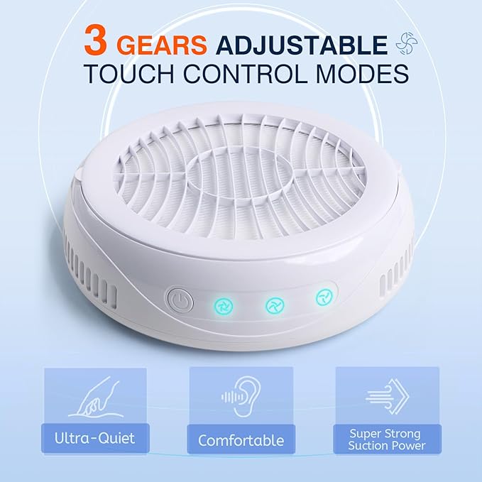 Goodoo Nail Dust Collector, Compact Nail Dust Collector for Beginner with Reusable Filter for Acrylic Nail Polishing Manicure Dust Collector Nail Tech Salon Home