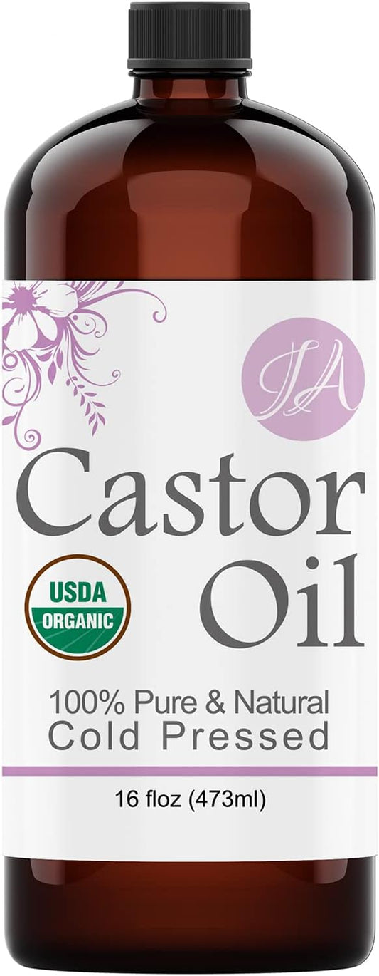 Healing Solutions Oils - 16 oz Castor Oil Organic Pure Natural, Cold Pressed, Hexane & Chemical Free Natural Solution, Lash Serum, Stimulates Growth For Hair, Eyelash, Eyebrows, Scalp & Beard - 473ml