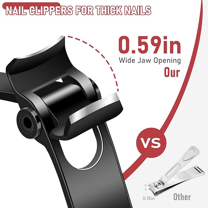 Toenail Clippers for Thick Toenails, Nail Clippers for Seniors with 15mm Wide Jaw Opening, Large Heavy Duty Toe Nail Clippers, Sharp Fingernail Clipper Nail Cutter Gifts for Men Women Dad Mom Him