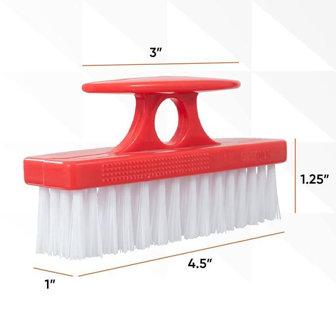 Superio Nail Brush for Cleaning Fingernails, Nail Scrubber Brush, Toe Foot Hands Fingernail Brush Cleaner- Small Scrub Brush- All-Purpose Stiff Cleaning Brush(8, Red)