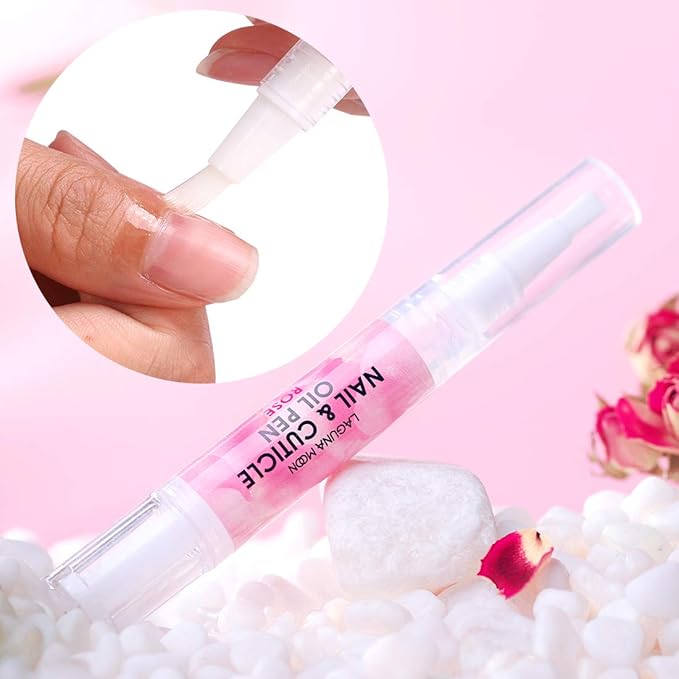 Cuticle Oil Pen for Nail - Lagunamoon Nail Oil for Nail Care & Nail Growth - Nourish, Soothe & Moisturize Damaged Nails - Rose, 5 ml