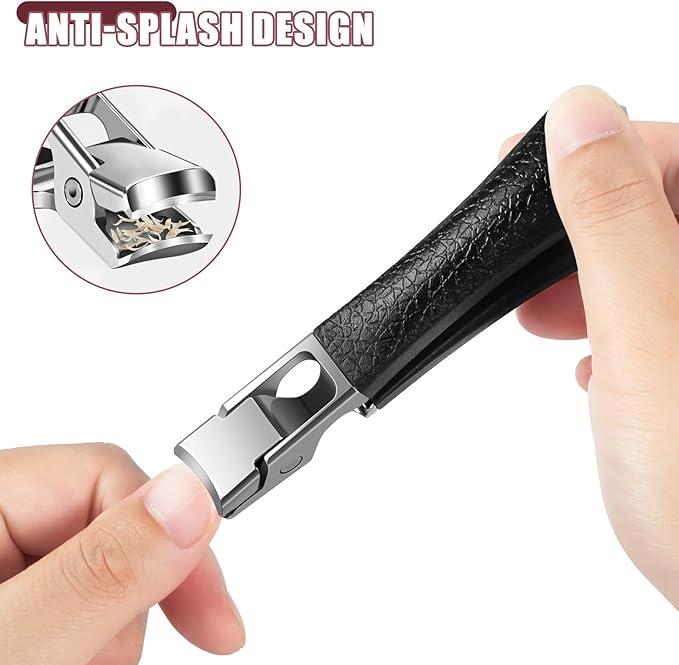 Toenail Clippers for Seniors Thick Toenails - Angled Large Toe Nail Clippers for Men with Catcher, Heavy Duty Sharp Fingernail Clipper for Thick Nails with Wide Opening Novelty Gifts for Men Women