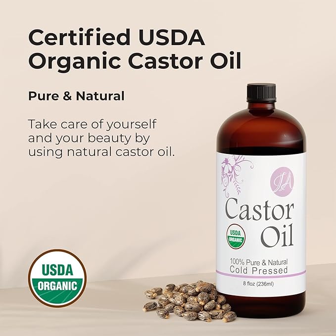 Healing Solutions Oils - 8 oz Castor Oil Organic Pure Natural, Cold Pressed, Hexane & Chemical Free Natural Solution, Lash Serum, Stimulates Growth For Hair, Eyelash, Eyebrows, Scalp & Beard - 236ml