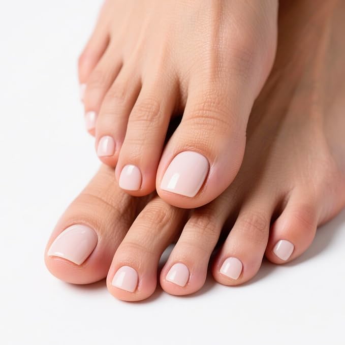 Semi Cured Gel Toenail Strips (Baby Pink T03), 32 Pcs Gel Pedi Stickers, Wraps, UV Light Required, Salon Quality, Long Lasting