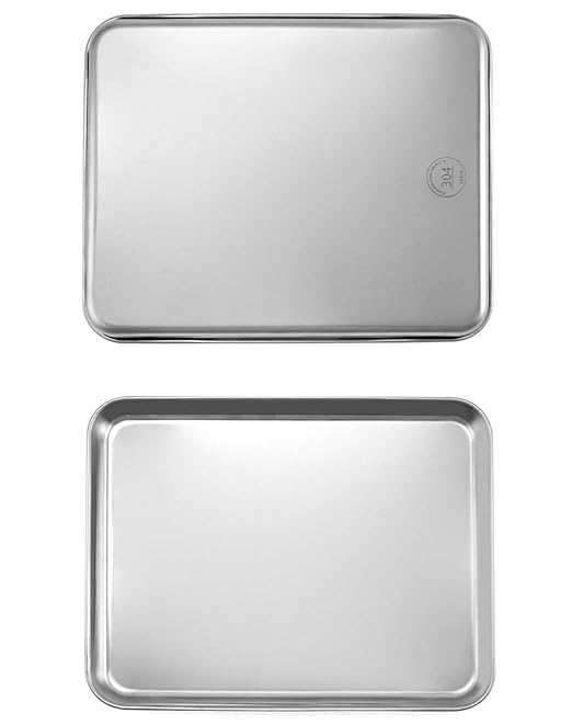 QWORK Stainless Steel Surgical Tray, for Medical Instruments, Tattoo, Surgical Supplies,12 3/16 x 9 7/16 x 1 inch, 2 Pack
