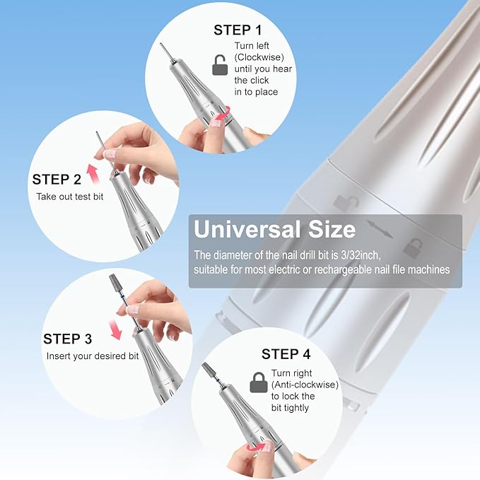 Cuticle Clean Nail Drill Bit, 3/32" Russian Diamond Nail File bits, Safety Carbide Under Nail Cleaner for Cuticle Dead Skin Nail Prepare, Nail Salon Manicure, (Trapezoidal Barrel-Medium)