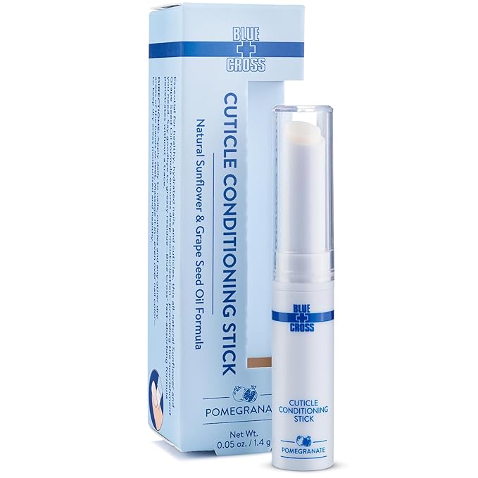 Blue Cross Cuticle Balm Conditioning Stick, Scented Cuticle Softener Oil Balm with Nourishing Sunflower & Grape Seed Oil, Professional Nail Care Supports Dry + Damaged Cuticles, 0.05oz, Pomegranate