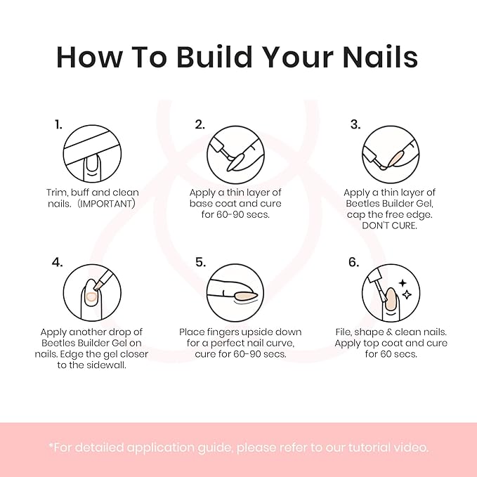 Beetles Builder Gel for Nails,0.5 oz 7 in 1 Nail Thickening Strengthening Building Apex for Beginner DIY Salon at Home,Nude Builder Nail Gel,UV & LED Lamp Cured Needed