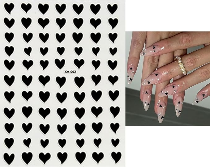12 Sheets Valentine's Day Nail Art Stickers 3D Self-Adhesive Nail Decals Colorful Love Heart Nail Stickers Red Pink Valentines Nail Sticker for Women Supplies