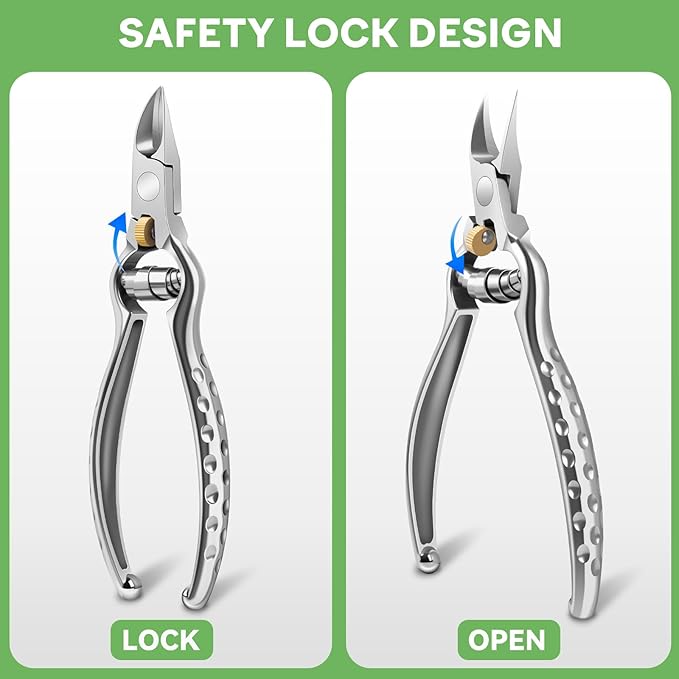 Podiatrist Ingrown Toenail Clippers for Thick Nails, Heavy Duty Toenail Clippers for Seniors with Long Handle, Professional Angled Slanted Nail Clippers for Men, Women, Adult, 3PCS