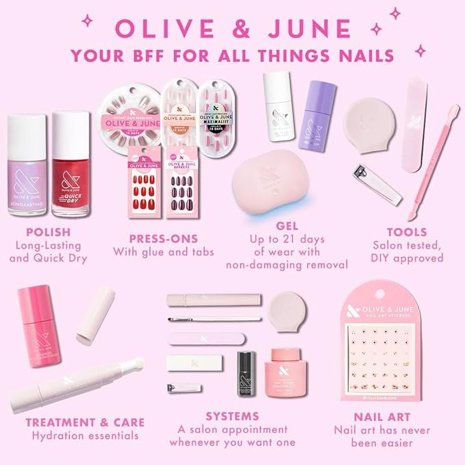 Olive & June Long Lasting Nail Polish Top Coat - Sparkle Fairy | Gel-Like Finish | No Lamp Needed, Lasts up to 10 days | Salon-Quality at Home | Vegan & Cruelty-Free, Chip-Resistant | Iridescent Flake