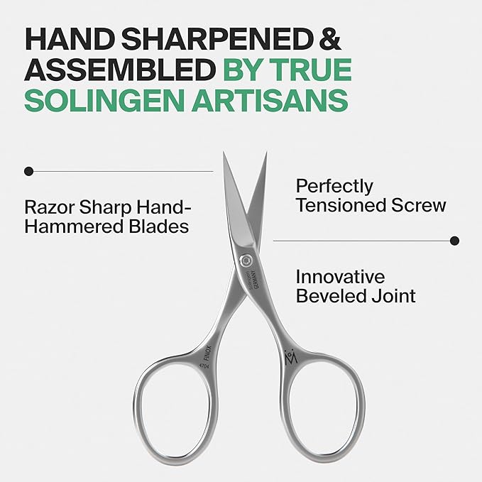 GERMANIKURE Professional Nail Cutter Scissors - FINOX Stainless Steel Nail Scissors - Curved for Nail Tips - Manicure Tools in Leather Case - Ethically Made in Solingen Germany - 4704