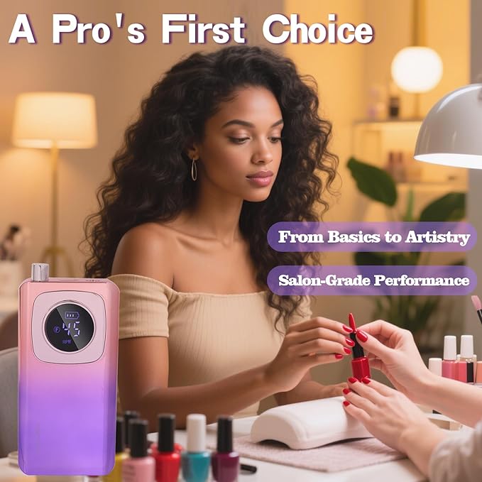 Kylara Electric Nail Drill Professional,45000RPM Portable Nail Drill Kit Cordless E Filer for Acrylic Gel Nails Polishing Removing with LED Display,Low Noise Electric Nail File for Salon&Home