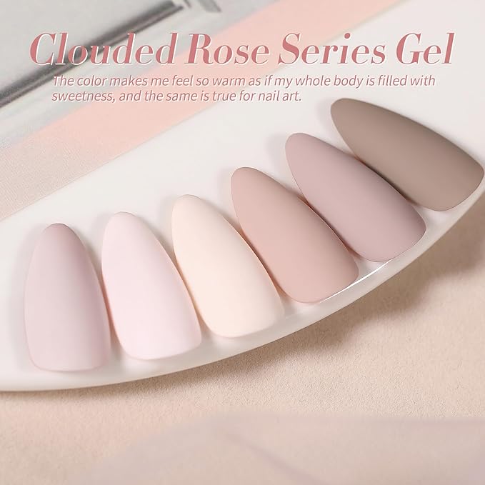 BORN PRETTY Pink Nude Gel Nail Polish 6 Colors Soak Off Nail Art Design Salon Home Manicure Gift