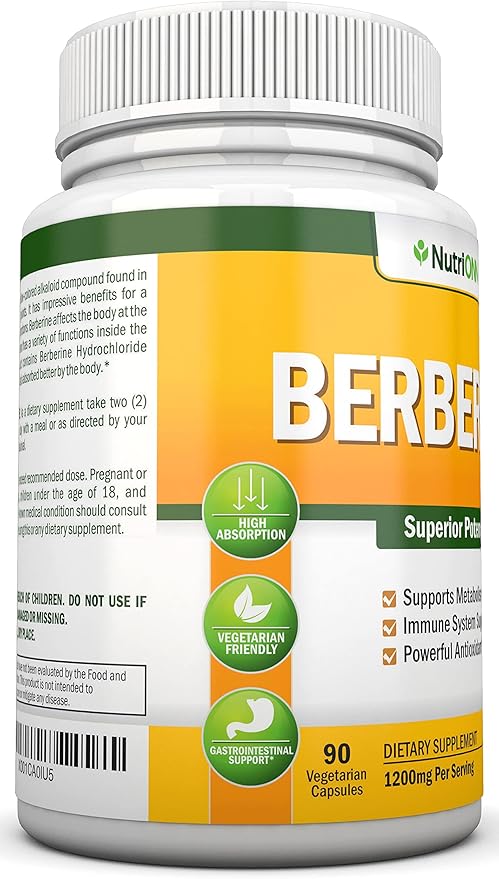 Berberine - 1200Mg Per Serving - 90 Vegetarian Capsules - Pure Berberine HCL Extract Supplement - Superior Potency to Support Immune Health