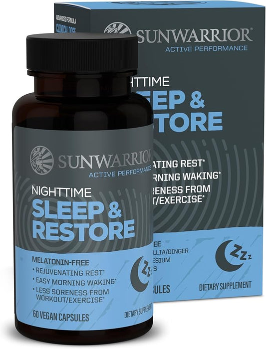 Sleep Support & Restore Capsules Melatonin-Free Sleep Aid for Deep Rest & Recovery Magnesium Chamomile Lemon Balm & Adaptogens for Relaxation Muscle Relief & Refreshing Mornings 60 Vegan Capsules