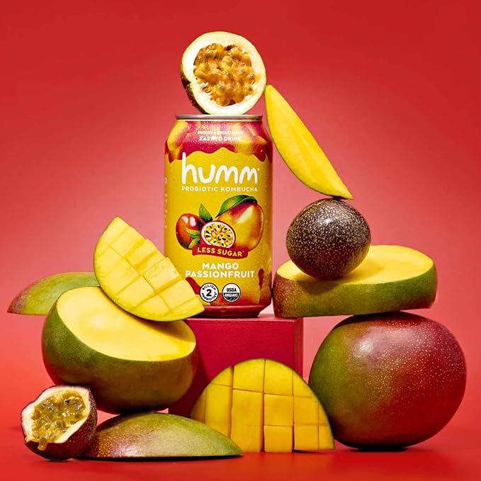 Humm Kombucha Mango Passionfruit, Organic, Vegan & GMO Free (24 Pack)