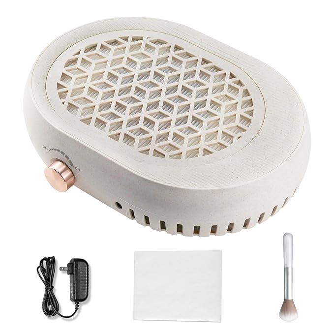 Professional Nail Dust Collector with Strong Suction, Quiet Adjustable Nail Dust Collector for Acrylic Nails, Upgraded Brushless Turbo Fan Nail Dust Collector, Salon & Home