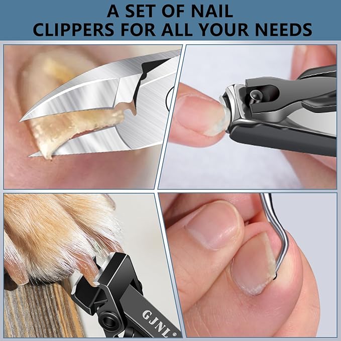 Toenail Clippers for Seniors Thick Nails - Stocking Stuffers Gifts for Men 17mm & 37mm Wide Jaw Nail Clippers, No Splash Nail Clippers w Catcher for Women